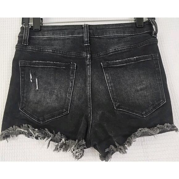 Vervet Los Angeles ~Woman Size S~ Black Denim Distressed Jean Shorts Stretch. - Picture 12 of 12